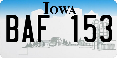 IA license plate BAF153