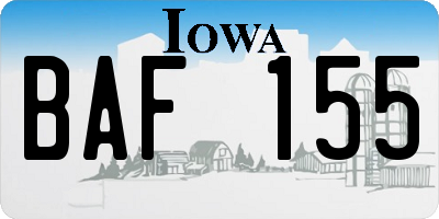 IA license plate BAF155