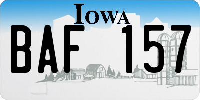 IA license plate BAF157