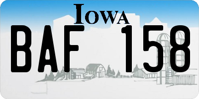 IA license plate BAF158