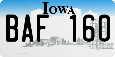 IA license plate BAF160