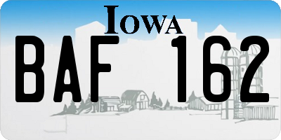 IA license plate BAF162