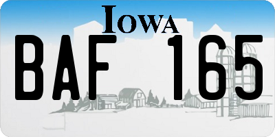 IA license plate BAF165