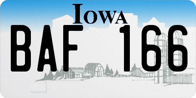 IA license plate BAF166