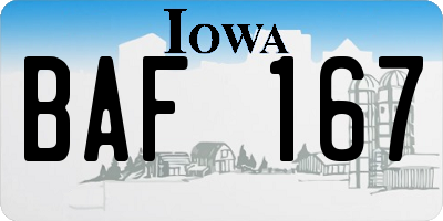 IA license plate BAF167