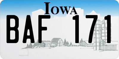 IA license plate BAF171