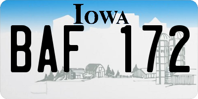 IA license plate BAF172