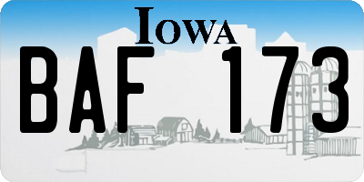 IA license plate BAF173