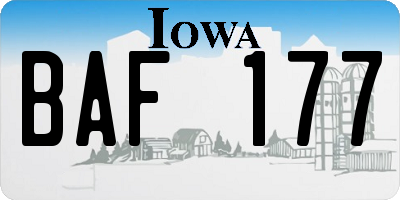 IA license plate BAF177