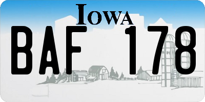 IA license plate BAF178