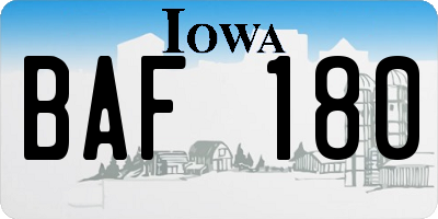 IA license plate BAF180