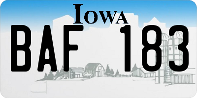IA license plate BAF183