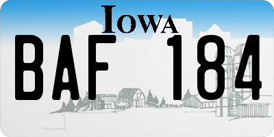 IA license plate BAF184
