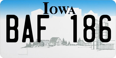 IA license plate BAF186