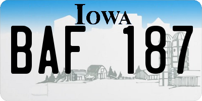 IA license plate BAF187
