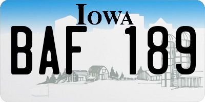IA license plate BAF189