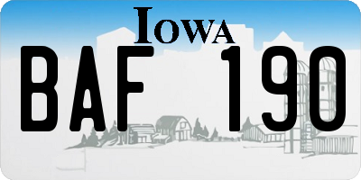 IA license plate BAF190