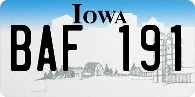 IA license plate BAF191