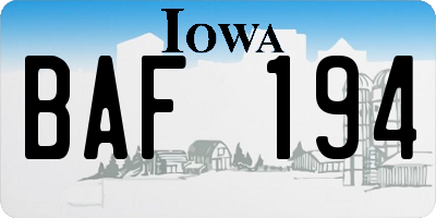 IA license plate BAF194