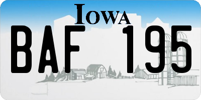 IA license plate BAF195
