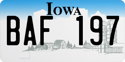 IA license plate BAF197