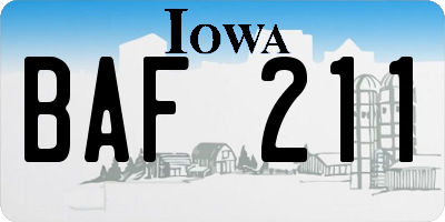 IA license plate BAF211