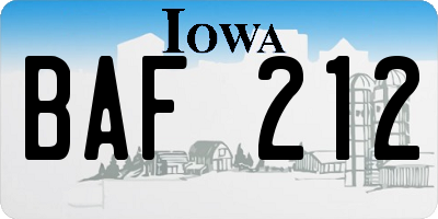 IA license plate BAF212