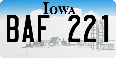 IA license plate BAF221