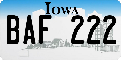 IA license plate BAF222