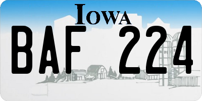 IA license plate BAF224