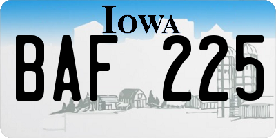 IA license plate BAF225