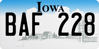 IA license plate BAF228