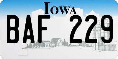 IA license plate BAF229
