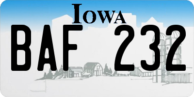 IA license plate BAF232