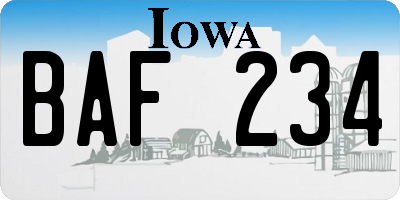 IA license plate BAF234
