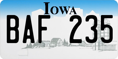IA license plate BAF235