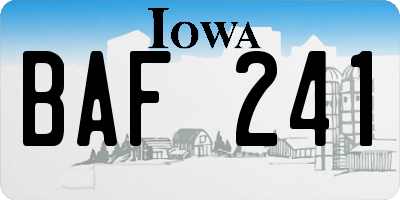 IA license plate BAF241