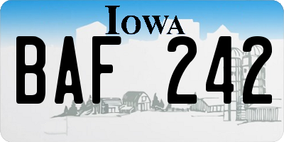 IA license plate BAF242