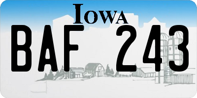IA license plate BAF243