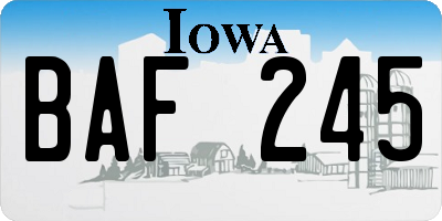 IA license plate BAF245