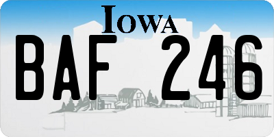 IA license plate BAF246