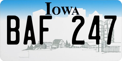 IA license plate BAF247
