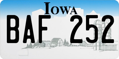 IA license plate BAF252