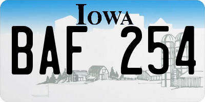 IA license plate BAF254