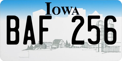 IA license plate BAF256