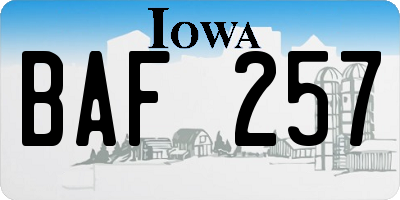 IA license plate BAF257