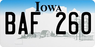 IA license plate BAF260