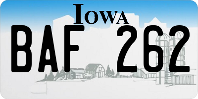 IA license plate BAF262