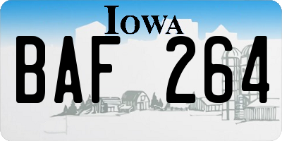 IA license plate BAF264