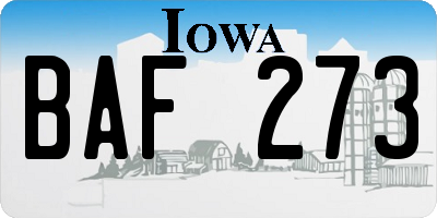 IA license plate BAF273